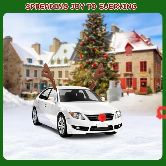 Wembley 3 pc Reindeer Car Decoration Kit Brown - Picture 3 of 6